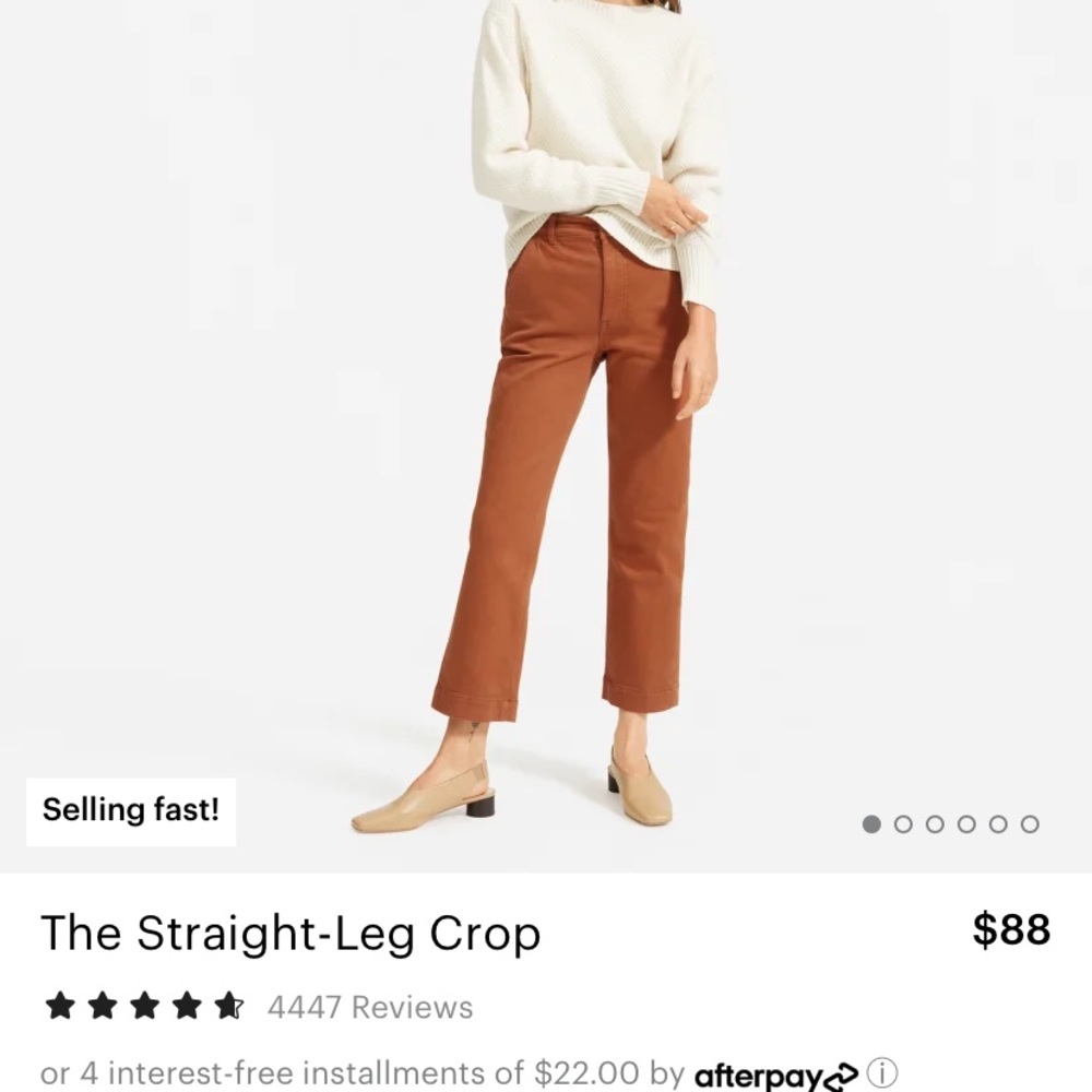 EVERLANE STRAIGHT LEG CROP SIZE 2 LIKE NEW